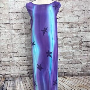 Womens silk sleeveless tie dye lined maxi dress